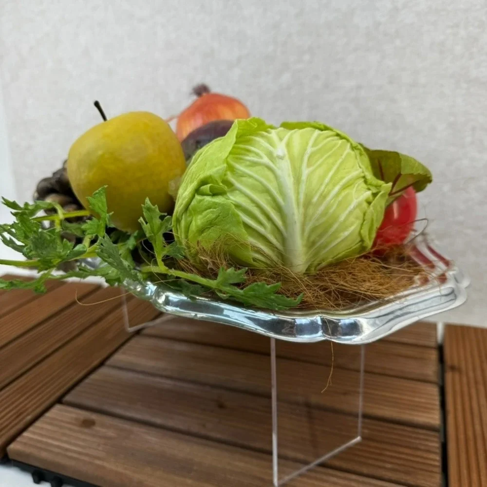Vtg Artificial Vegetable Fruit Display Platter Realistic Decor Arrangement